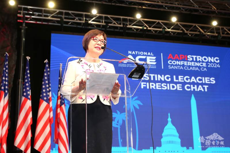 ACE年會主持人董繼玲在致辭時向與會人士道謝，並鼓勵大家要多多參與亞太裔事務