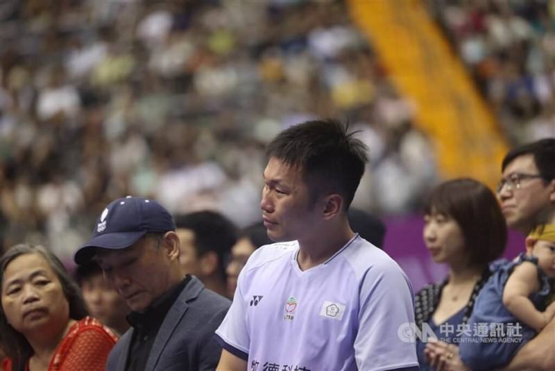 Lee breaks down in tears at the Taipei Arena. CNA photo Sept. 8, 2024