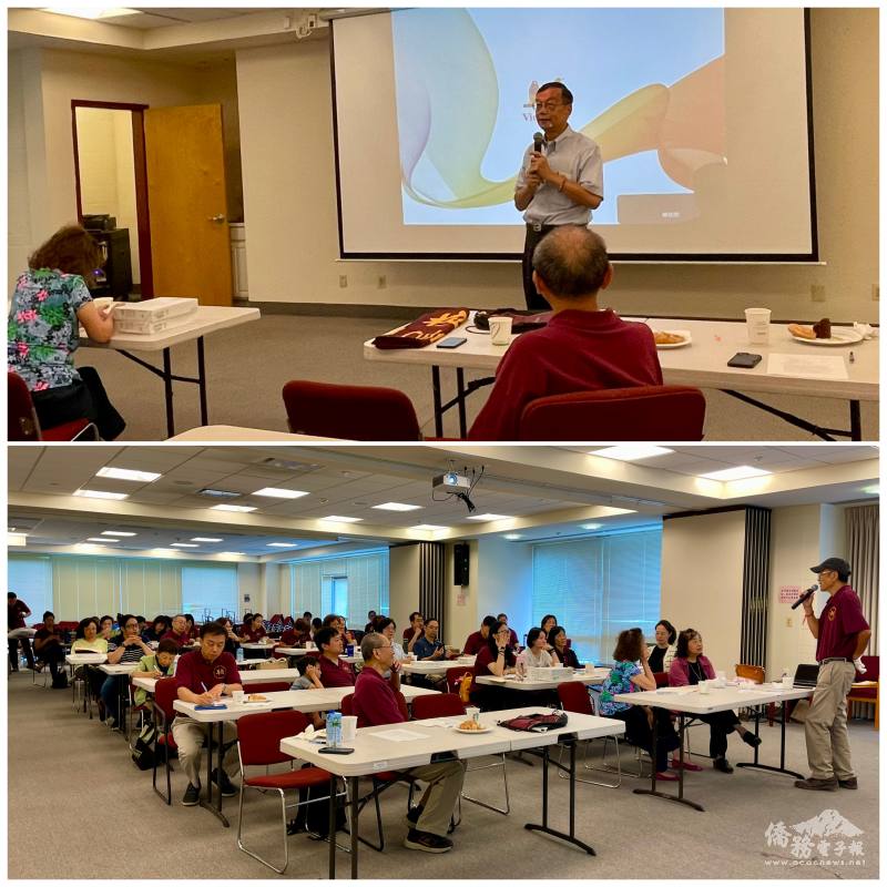 文教中心主任郭大文致詞，感謝老師們的辛勤付出，並預祝大家中秋佳節愉快