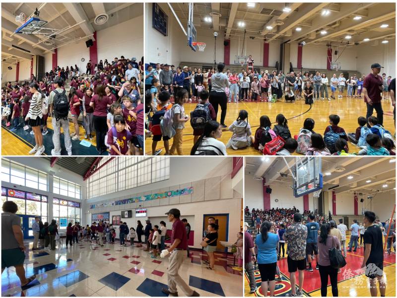開學日校內人山人海，熱鬧非凡