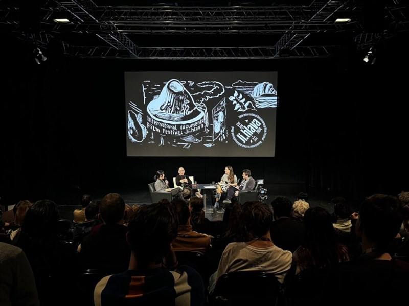 Taiwan-based Malaysian film director Tsai Ming-liang (second left) holds a masterclass at the Ji.hlava International Documentary Film Festival. Photo courtesy of Taipei Economic and Cultural Office in Prague