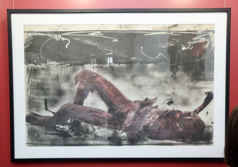 A painting by Balogh features a Hungarian college student who committed self-immolation for democracy. CNA photo Dec. 7, 2024