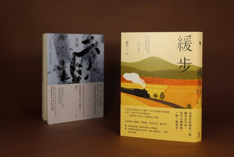 華文作家班宇長期關注底層脈動，小說深入人心，最新小說集「緩步」以9篇故事刻畫現代人在生活困境中的掙扎與希望，近期在台發行。左為班宇2023年在台出版小說集「冬泳」。（新經典文化提供）