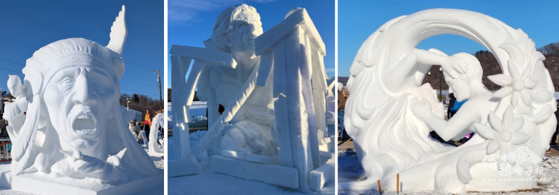 臺灣隊的得獎作品（右）與部分其它國家的作品