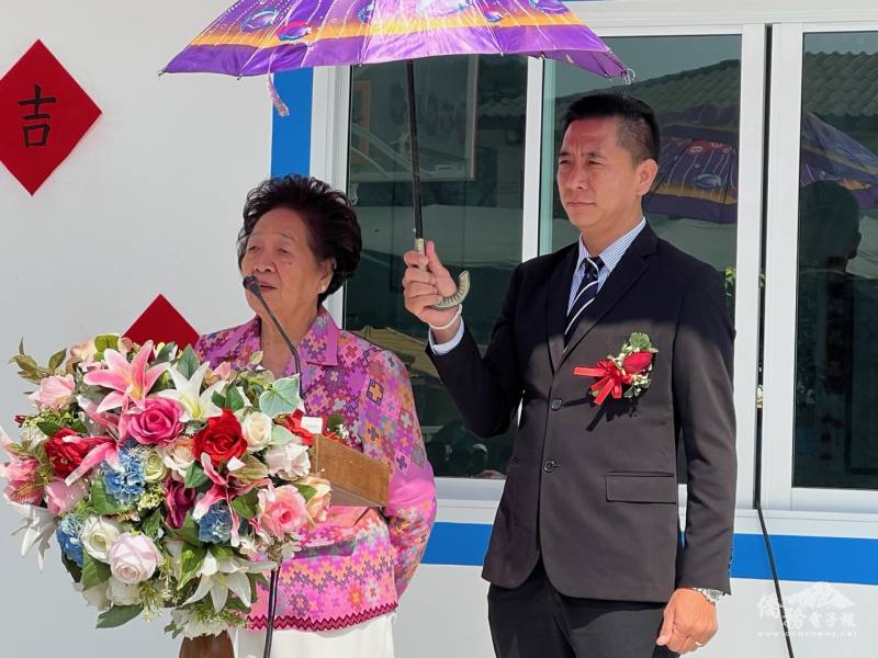 泰北建華中學校友會董事長兼會長劉謝坤致詞情景