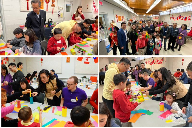 民俗文化種子教師葛華琳於現場設置燈籠製作體驗區，吸引大小朋友一起動手做燈籠