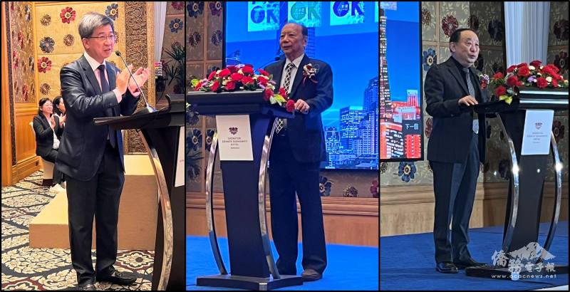 亞速臺商會秘書長張玉帆(左)、會長王安誠、創會發起人邱燁