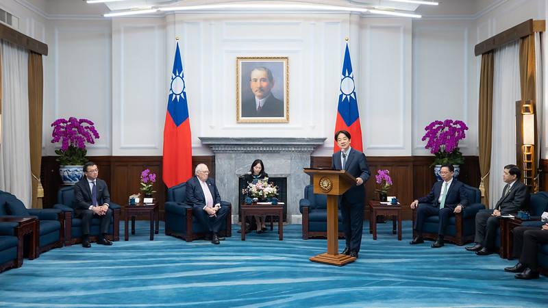 President Lai delivers remarks at a meeting with a delegation led by Dr. Edwin Feulner, founder of the Heritage Foundation.