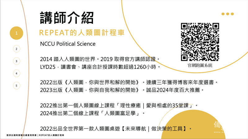 講者Repeat是IHDS授權認證引導師，並在2014 踏入人類圖的世界，2019 取得官方講師認證