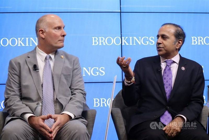 Illinois Democrat Raja Krishnamoorthi (right) speaks in a forum Feb. 25. CNA photo March 25, 2025