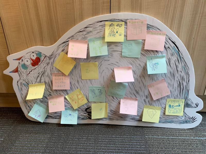 圖為上一季《守護兒童的身體自主權》兒童創作工作坊作品「讓怪獸媽媽吃下肚給怪獸寶寶的禮物」。