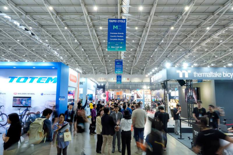 外貿協會29日指出，2025台北國際自行車展（TAIPEI CYCLE）與台灣國際運動及健身展（TaiSPO）順利落幕，今年共吸引80國家、逾4500名國際買主來台，其中日本成最大買主國。圖為展區攤位。（外貿協會提供）