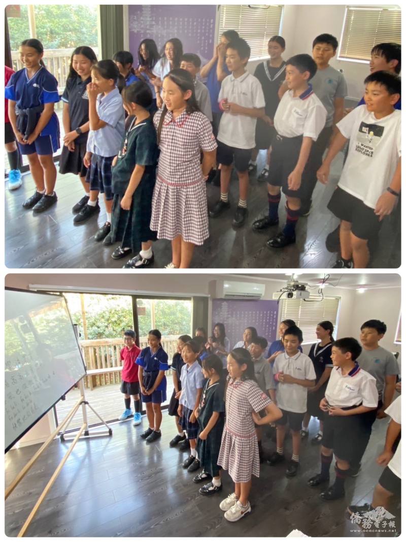 學生們興奮地唱著〈快樂地向前走〉