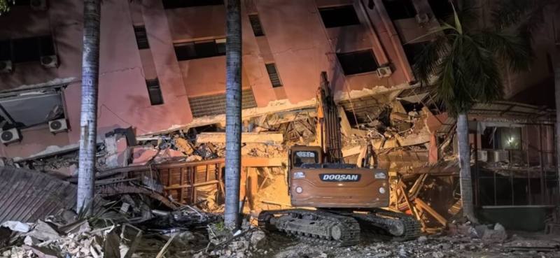 緬甸強震，台灣1名婦人受困瓦城長城飯店多日未得救，於3月31日罹難。（緬甸台商總會秘書長羅振華提供）