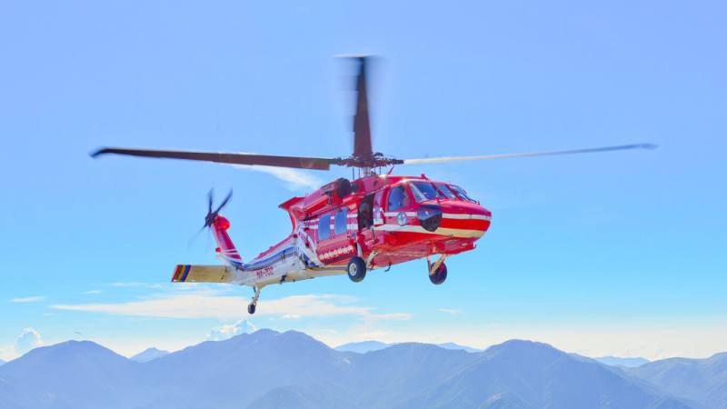 內政部空中勤務總隊松山機場駐地棚廠廳舍使用40餘年、空間小，空勤總隊覓地建新棚廠，竣工後將進駐黑鷹直升機，強化北台灣救援量能。圖為黑鷹直升機。（空勤總隊提供）