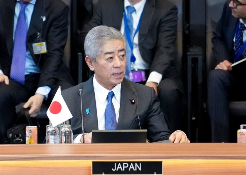 Japanese Foreign Minister Takeshi Iwaya is pictured at the meeting of NATO ministers of foreign affairs in Brussels on April 3, 2025. Photo courtesy of Japan's Ministry of Foreign Affairs