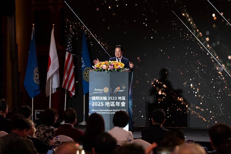 賴清德總統12日下午出席「國際扶輪3523地區2025地區年會開幕式」