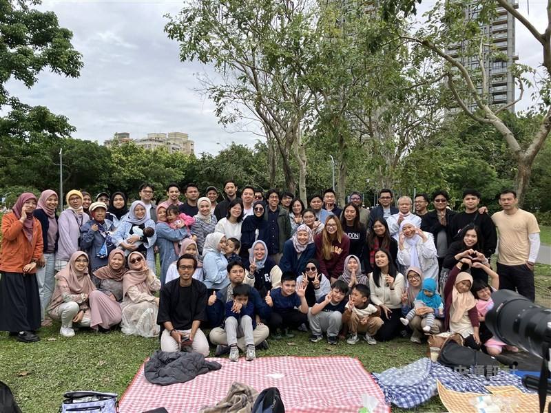 A group of Indonesian students from National Taiwan University attend the Eid al-Fitr in Taipei event on Sunday. CNA photo April 13, 2025