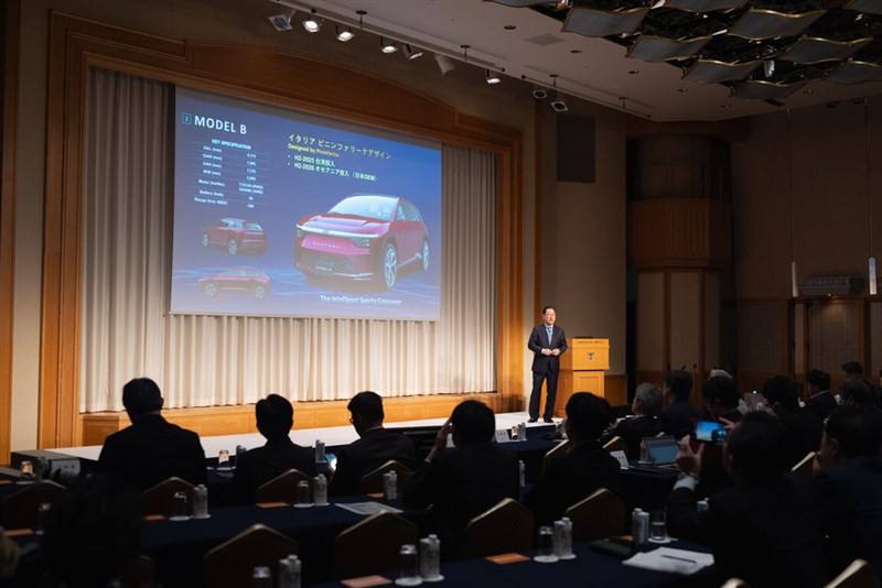 Foxconn presents its EV strategy at an event in Japan on Sunday. Photo courtesy of Foxconn