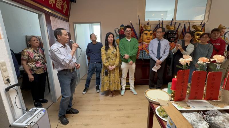 王錩文致詞感謝眾善信大德發心贊助與支持，讓天后宮經歷兩次搬家後，終能順利喬遷至新址