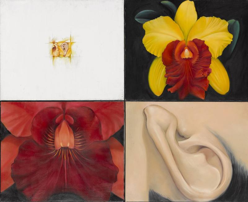 嚴明惠，愛人的耳朵，1992，油彩、畫布，105_x_131公分。國立臺灣美術館典藏。