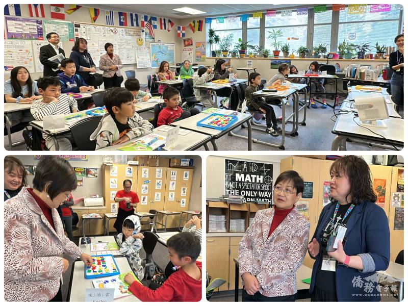 鄭世純帶領徐佳青參觀學校的行政區及各年級的教學情形