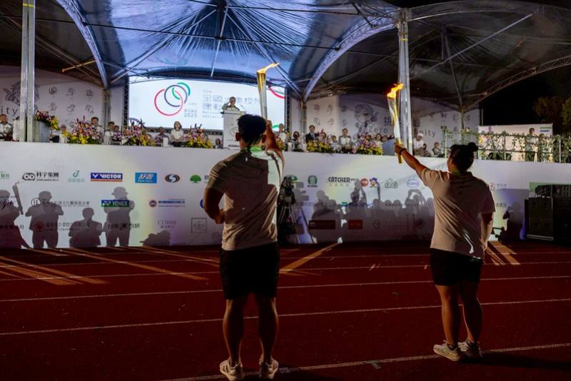 蕭美琴副總統27日晚間前往臺南出席「114年全國大專校院運動會開幕典禮」