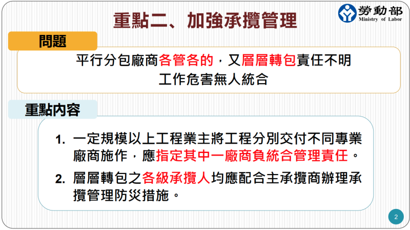 重點二: 加強承攬管理
