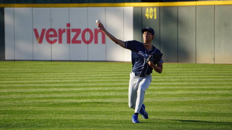 美國職棒運動家1A台灣投手沙子宸的出手角度獨特，具有欺敵效果，受到農場投手總監麥費朗稱讚