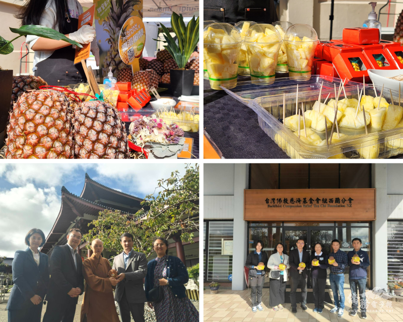 鳳梨外型美觀果肉金黃香甜相當討喜，俗稱「旺來」是臺灣的幸運果，農科院與貿易商趁市場推廣之際特地走訪佛光山與慈濟