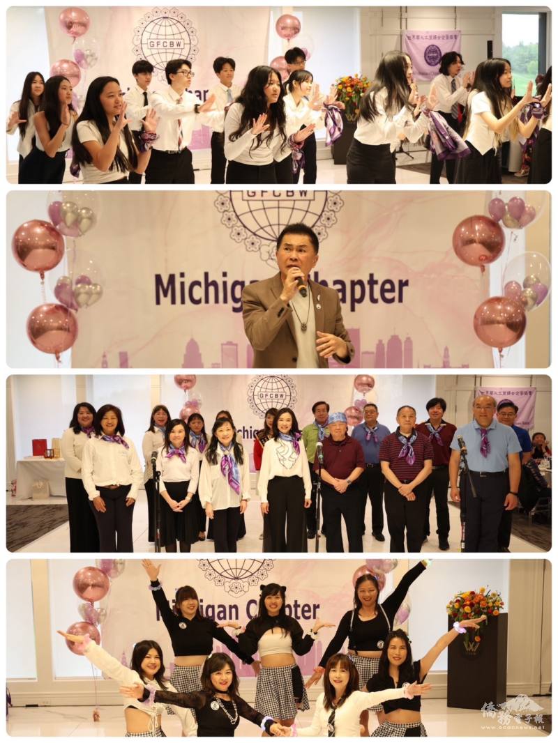 表演節目精彩紛呈。FASCA學員熱舞開場；紐約「搖滾天王」鍾文忠僑務委員獻唱炒熱氣氛；密西根臺灣大專聯合校友會民歌團和來自南加州的福爾摩沙小分隊與也帶來充滿臺灣文化與青春活力的演出