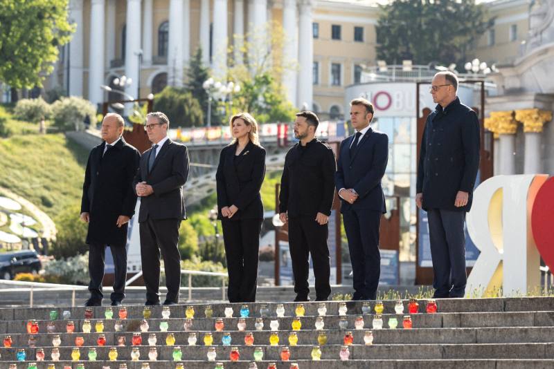 英法德波領袖10日聯合訪問烏克蘭。 (圖:X@ZelenskyyUa)