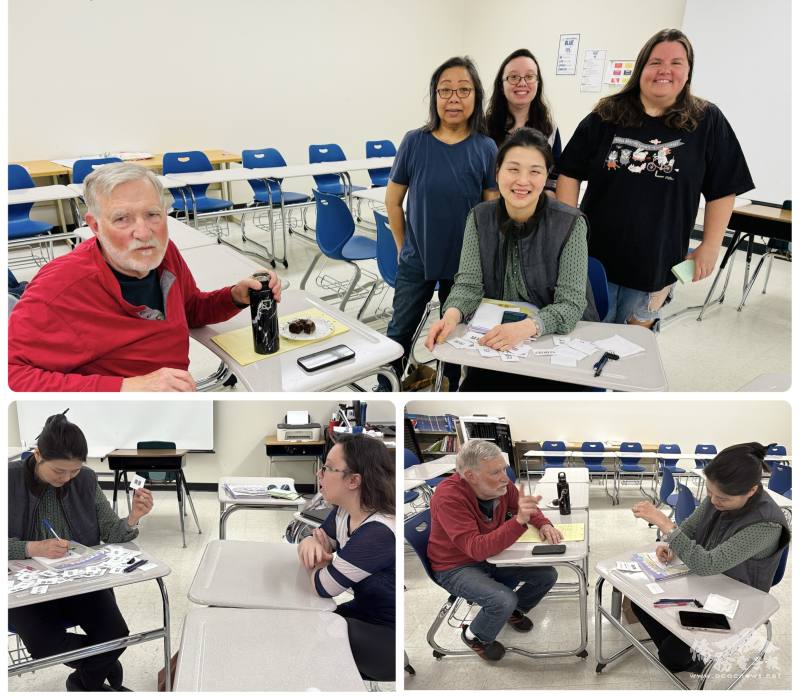 教學中心高級班學生透過實體字卡進行認字比賽，強化學生的記憶力