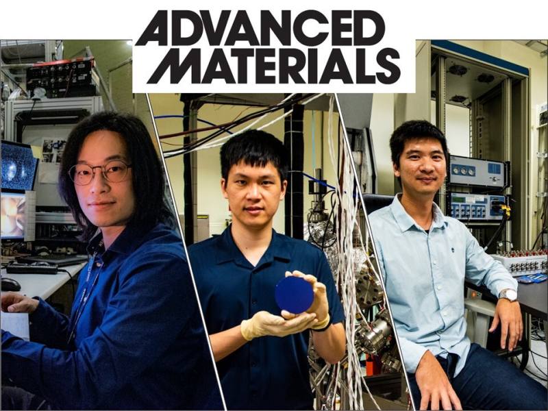 台灣在二維鐵電材料的傑出新生代領航員，從左到右為成大翁聖翔博士、林臻佑博士生、何勝竹博士，此研究由3位年輕科研人才主導並完成關鍵突破。(圖：國輻中心)