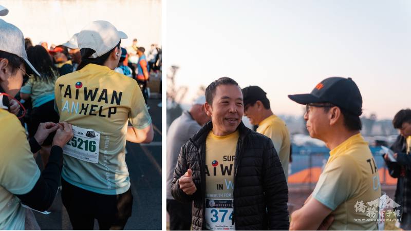 駐南非代表處副參事許世旭（右圖左）與經濟組組長羅清榮（右圖右）參與路跑活動，展現臺灣精神，向當地社群傳達「Taiwan Can Help」的正向力量