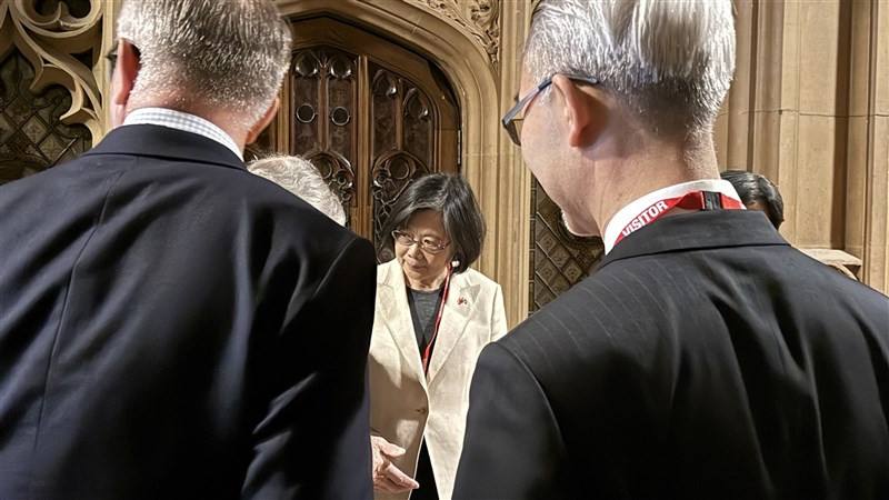 Former President Tsai Ing-wen meets with several members of the UK Parliament during her visit on May 15. Photo courtesy of Tsai’s office
