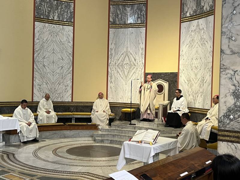 在教宗就職典禮前夕，在羅馬的本篤會修會17日舉行為台灣祈福彌撒，由台灣主教與旅義台灣神父主持儀式