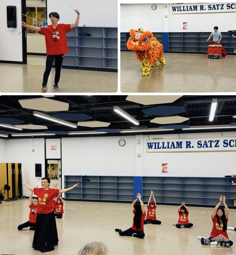 舞獅隊的磅礡氣勢(右上)、扯鈴的精湛技巧(左上)，及舞蹈班學生們的靈動身姿(下)，帶來一連串精彩演出