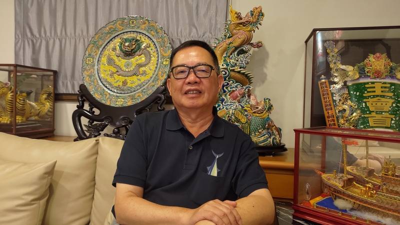 穩發漁業董事長暨全國漁會理事長謝龍隱（圖）接受中央社專訪表示，期待未來以無人機取代直升機作業，協助漁船精準搜尋魚群