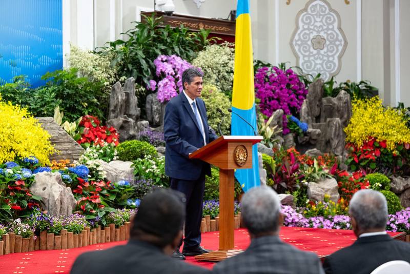 President Surangel Whipps Jr. of the Republic of Palau delivers remarks.