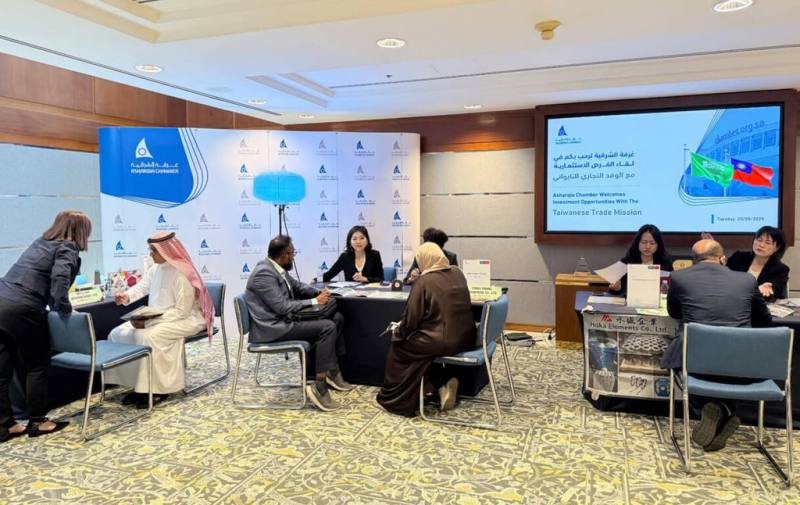貿協籌組2025年「中東海灣新絲路貿易訪問團」，18日在沙國首都利雅德舉辦座談會和一對一洽談會。（駐沙國代表處提供）
