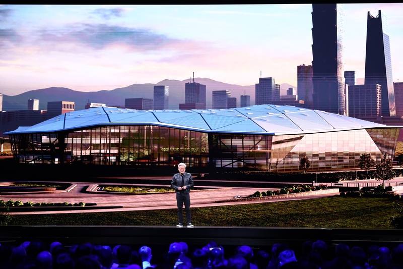 輝達（NVIDIA）執行長黃仁勳19日宣布，總部NVIDIA Constellation將落腳士林北投。（中央社檔案照片）