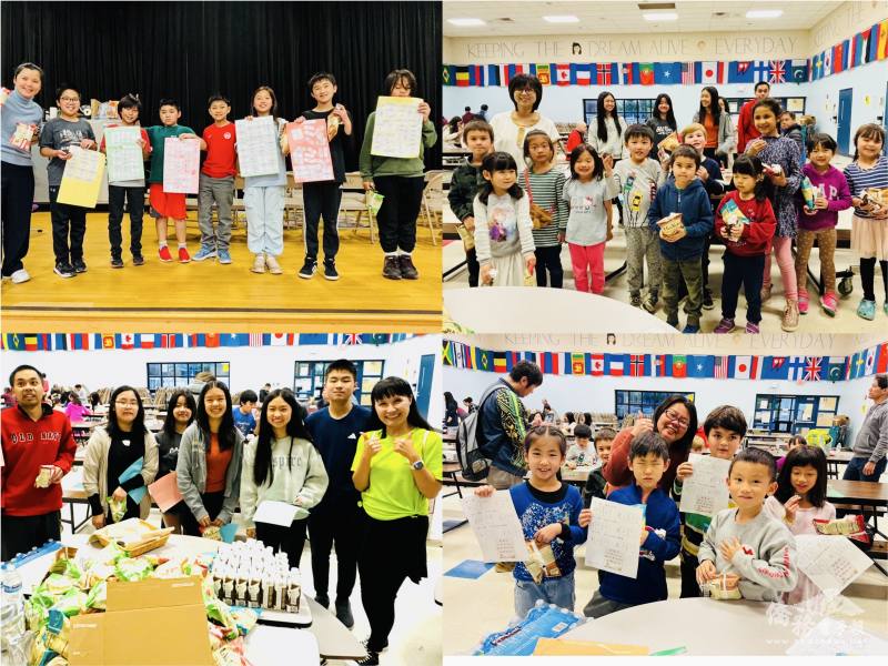 安娜堡中文學校學生完成認字馬拉松活動，開心領取獎品