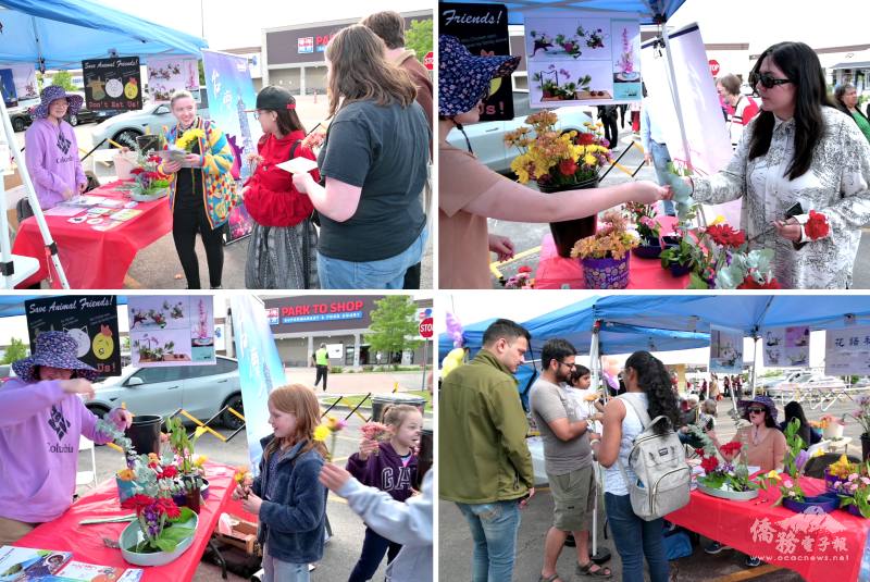 花語社以柔性方式贈送花卉吸引人潮，成功介紹臺灣文化及觀光旅遊