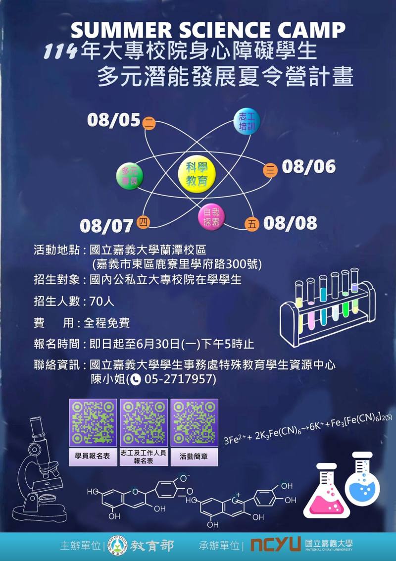114年大專校院身心障礙學生多潛能發展夏令營海報