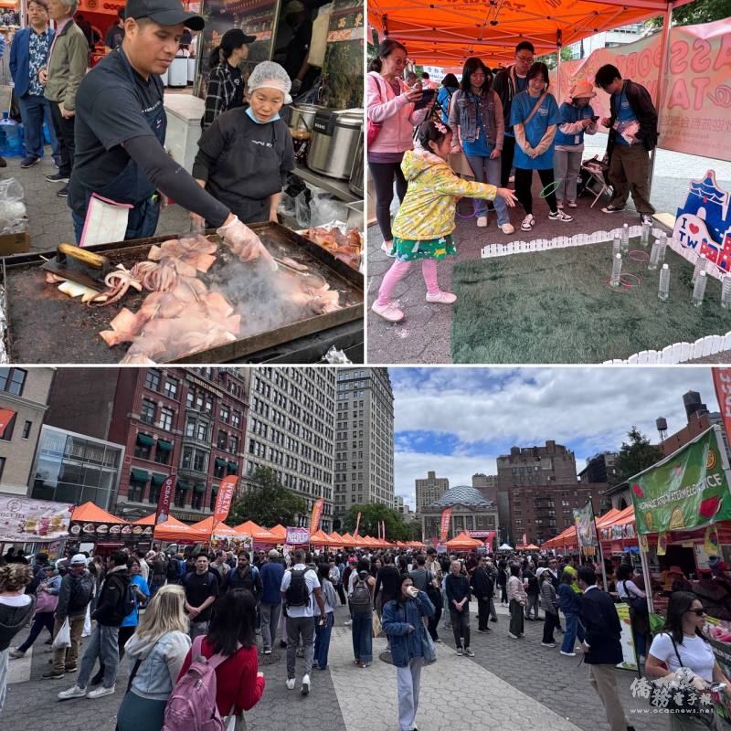 現場小吃、遊戲攤位，人潮熱鬧滾滾