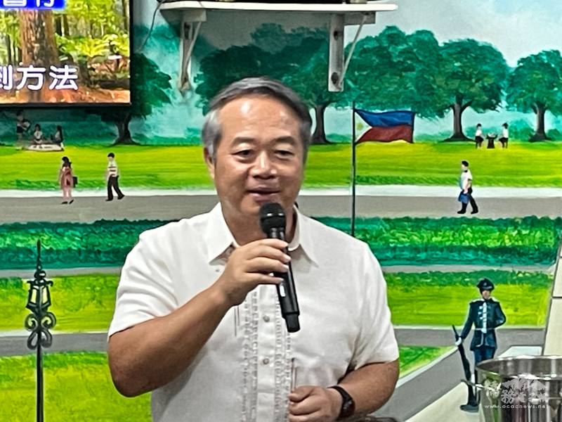 駐菲律賓代表處大使周民淦於端午餐會上致詞，肯定北線臺灣廠商聯誼會對凝聚僑界向心力所做的貢獻