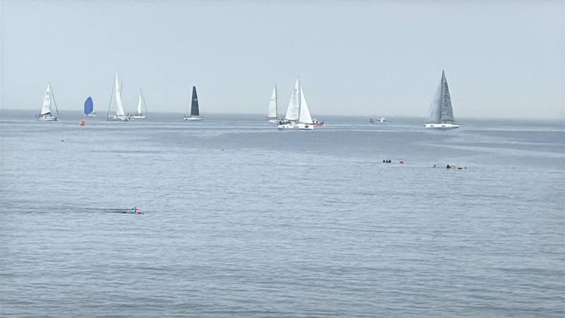 台琉國際帆船賽8日在基隆碧砂漁港登場，共有31艘帆船、來自14國選手參賽，首日賽事為基隆嶼繞島賽。（讀者提供）