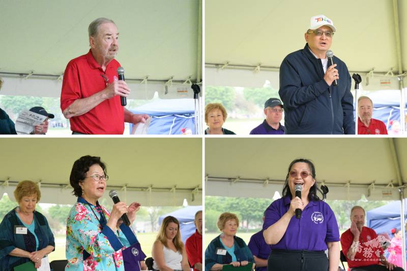 (左上圖) 市議員Raymond H. Deyne、(右上圖) 類延峰、(左下圖) 邱美純及(右下圖) 張玉芳致詞