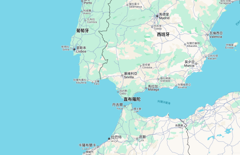 直布羅陀位置圖。(Googlemap)